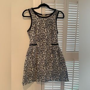 Grey & White Leopard Fit & Flare Dress